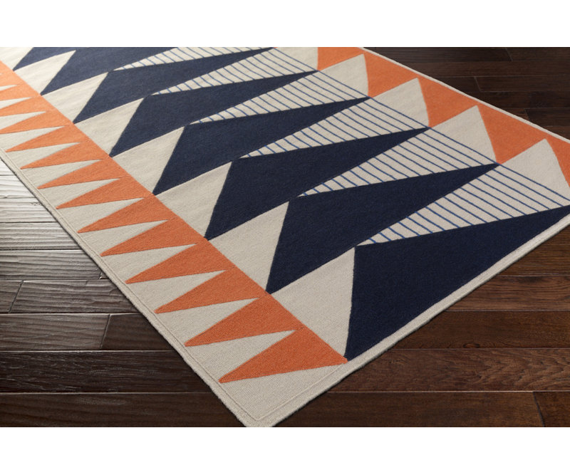 Brayden Studio Haveman HandWoven Navy/Coral Area Rug & Reviews Wayfair